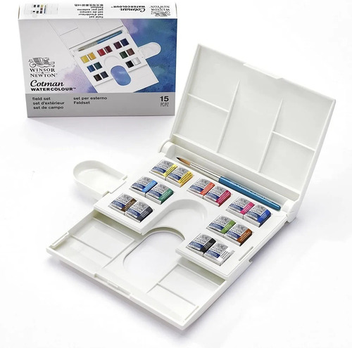 Set Acuarelas Cotman Winsor & Newton 14 Pastillas + Pincel