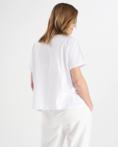 Remera Portsaid Simon Manga Corta Color Blanco Para Mujer