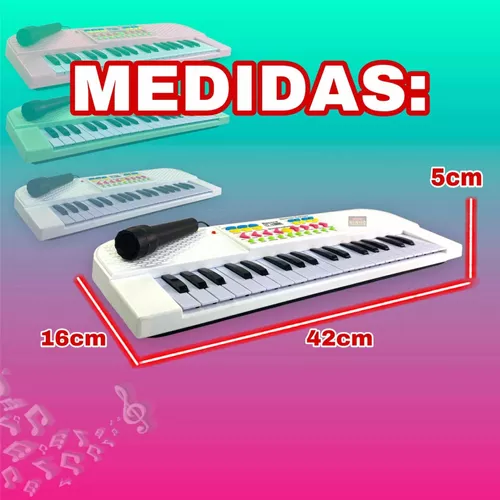 Teclado Piano Musical Iniciante Infantil 37 Teclas Microfone Cor Preto