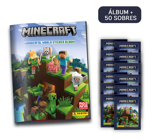 Imagen 1 de 1 de Pack Minecraft Wonderful World (1 Álbum + 50 Sobres)