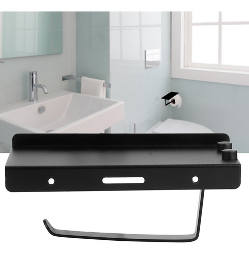 Soporte Para Toallas Papel Espacio De Pared Aluminio Negro