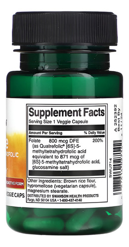 Folato Acido Folico Activo Methyltetrahidrofolico Sabor Neutro