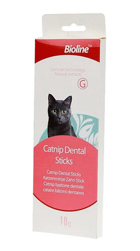 Imagen 1 de 2 de Ramas Dentales Bioline Catnip Dental Sticks Para Gato 5 U.