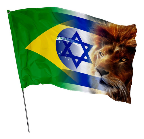  Bandeira Leão Da Tribo De Judá Brasil E Israel 145 X 100