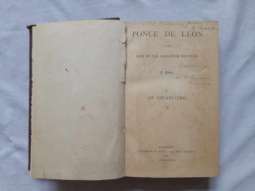 Ponce De Leon, Argentine Republic, Estanciero, 1878, Ingles