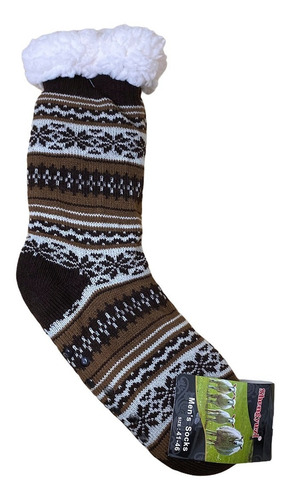 Imagen 3 de 9 de Pantufla Medias C/ Corderito Hombre Antideslizante Invierno