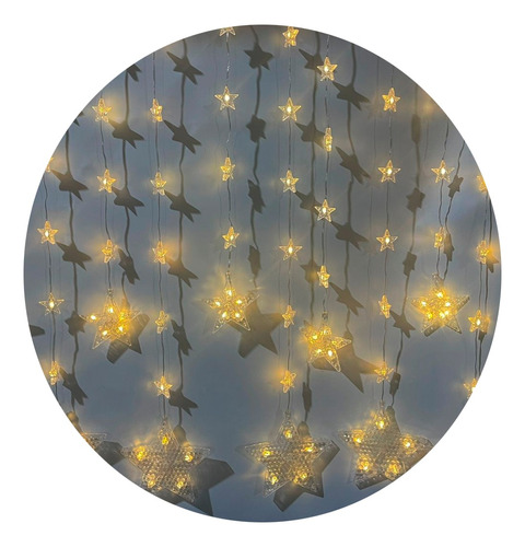 Cortina De Luces Navideñas Estrellas 220v 4mts Luz Calida