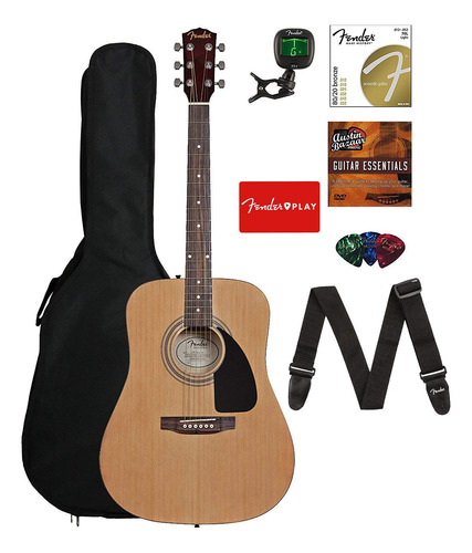 Fender - Paquete De Guitarra Acústica Tipo Dreadnought, Co.