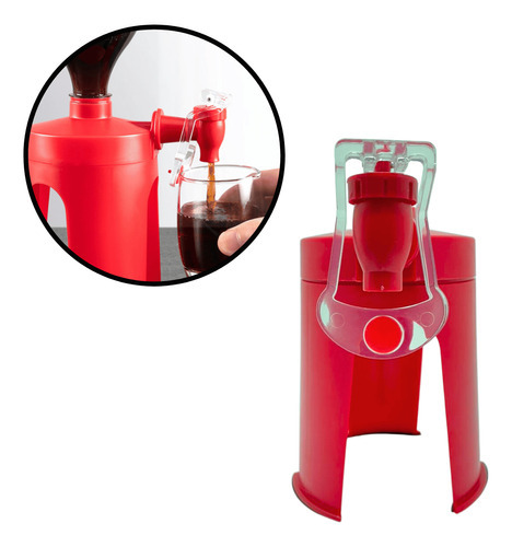 Suporte Com Torneira Dispenser Para Garrafa De Refrigerante Cor Vermelho