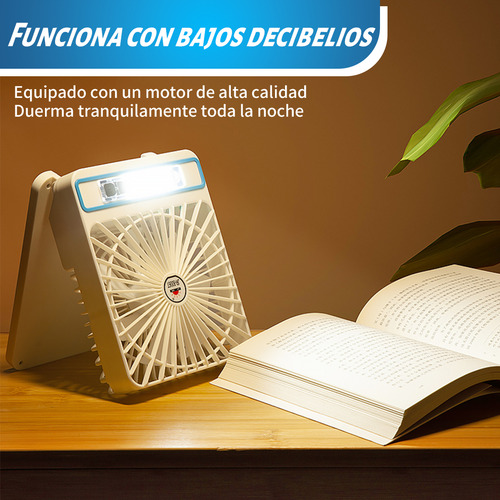 Ventilador De Camping Portátil Recargable Con Luz Led Solar