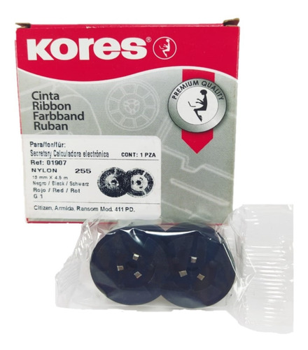 Imagen 2 de 2 de Cinta Kores Bicolor Nylon Negra - Roja
