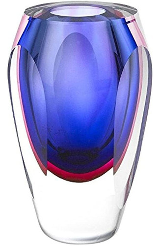 Badash J515 Astra Murano Style Art Glass Jarrón Rosa Y Viole