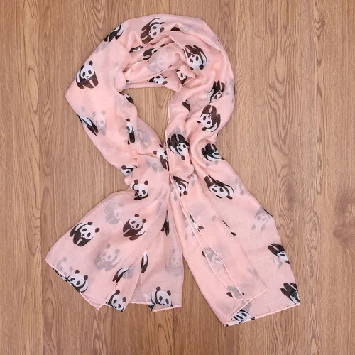 Zx Bufanda Casual De Gasa Rosa Con Diseño De Panda For Mujer