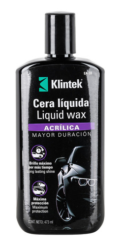 Cera Liquida Acrilica Para Auto 473 Ml Klintek 57090
