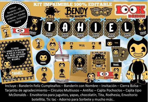Kit Imprimible Candybar Bendy And The Ink Machine Editable