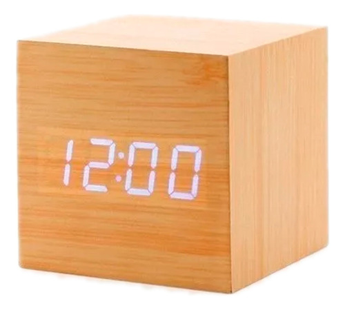 Reloj Digital 8cm Estilo Madera Alarma Despertador Fecha