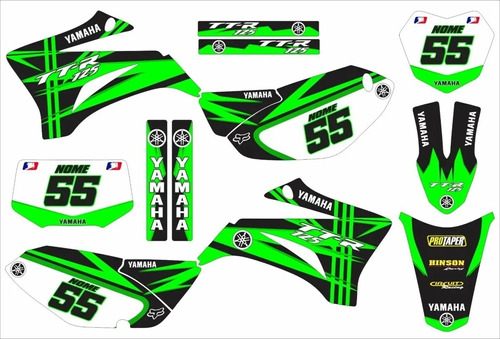 Adesivos Laminado Motocross Trilha Para Yamaha Ttr 125 19965 Cor Verde