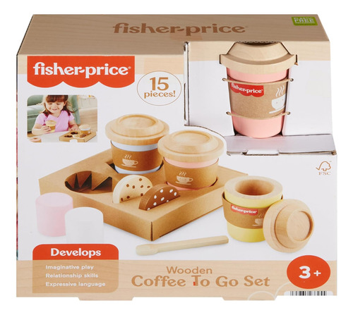 Juguete Bebé Fisher Price Set Mi Primer Capuchino D Madera Color Beige