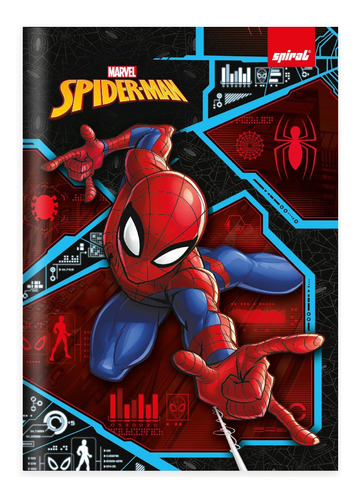 Caderno 1/4 Capa Dura Costurado 80 Folhas Homem Aranha