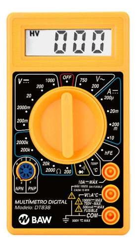 Multímetro Tester Digital Display Buzzer Baw Tension Dt-838