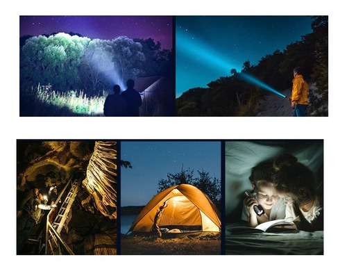 Imagen 3 de 10 de Linterna Recargable Tactica Militar Led T6 Potente Zoom Usb