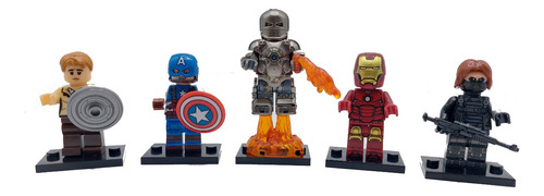 Set Muñecos Iron-man Cap Rogers 5 Piezas C/ Accesorios