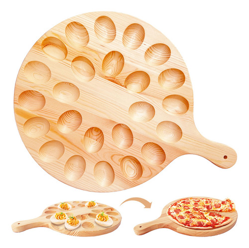 Bandeja De Madera Reversible Para 24 Huevos Redondos