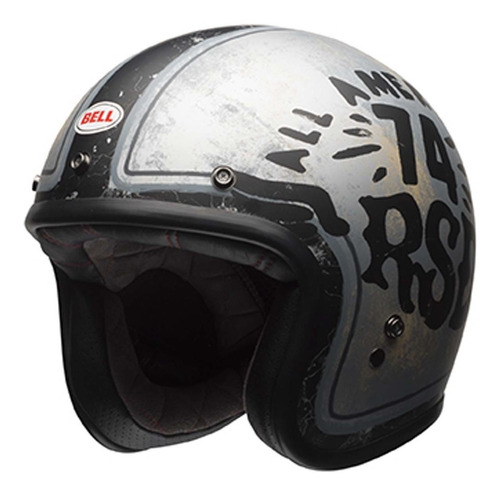 Capacete Aberto Bell Custom Rsd 74 Preto Prata Fosco