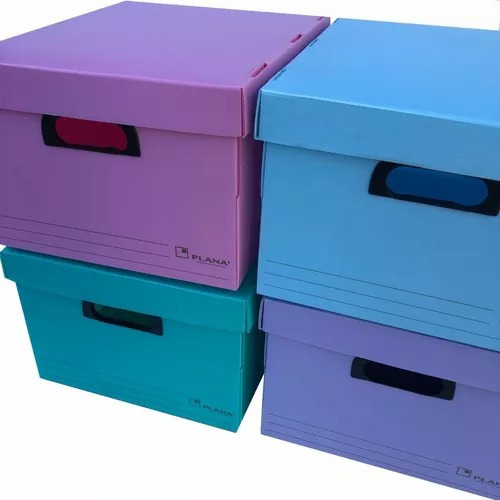 Caja Archivo Plástico C/tapa Plana 804 45x35x25 X10u. Pastel