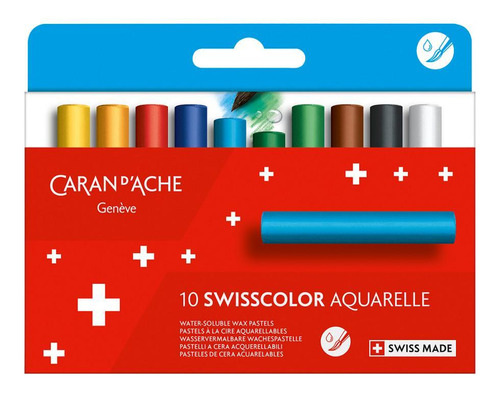 Pastel Oleoso Aquarelle Caran D Ache Swisscolor 10 Cores