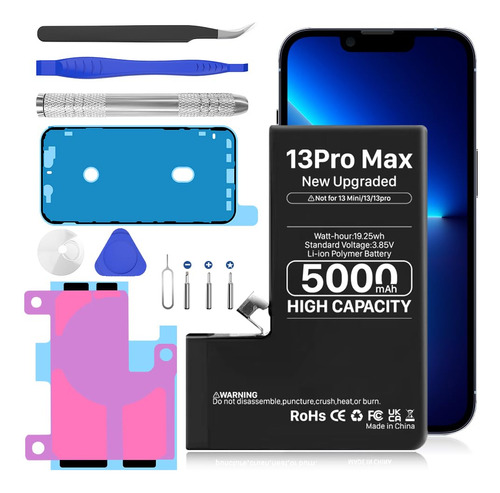 Boanv Bateria De Repuesto De 5000 Mah Para iPhone 13 Pro Max