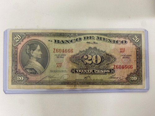 Billete Coleccionable De $20 Por $700 (año 1963)