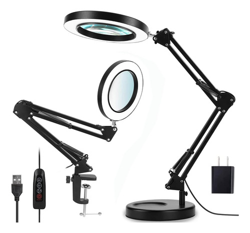 Lámpara De Aumento Led 10x Con Soporte Y 3 Modos De Luz
