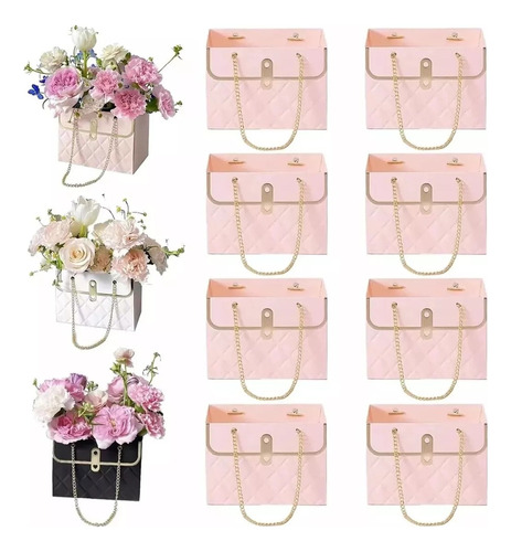 8 Bolsas Florales Plegables, Bolsas Para Regalos Navideños