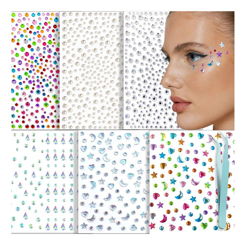 Nooepc Pegatinas Autoadhesivas De Gemas Para La Cara, Gemas