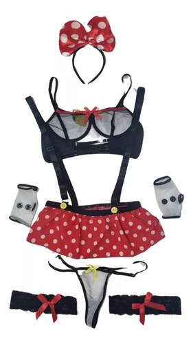 Conjunto Top Y Falda Sensual Minnie Mouse Erótico Mujer