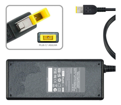 Fonte Carregador Para Lenovo Thinkpad T440s 20v 4.5a 90w 668