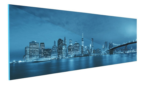 Impresión En Acrílico. New York De Noche. Medida: 150x50cm.