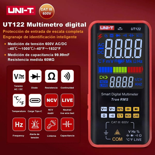 Multímetro Digital Profesional Recargable Ncv 600v Uni-t