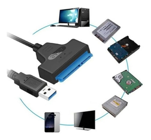 Cable Adaptador Disco Duro Sata A Usb 3.0 Para Hdd Ssd 2.5 Color Negro