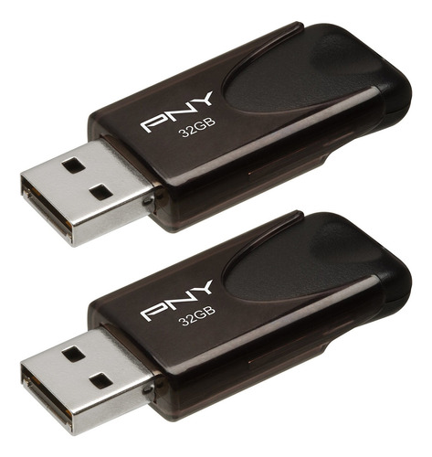 2 Pendrives Pny Attache Usb 2.0 S 32gb Black P-fd32gx2att4-g