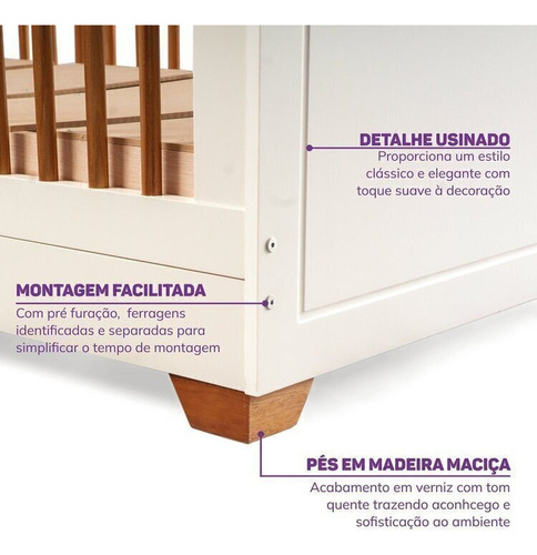 Quarto De Bebê Completo 1 Berço 1 Cômoda E 1 Guarda Roupa