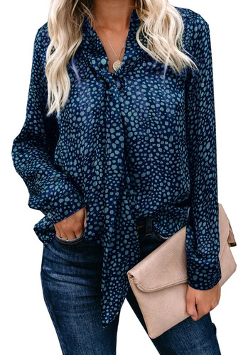 Blusa De Chifón Con Estampado De Leopardo Para Mujer, Casual