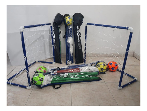 Cancha X 2 De Futbol Para Niños Doble Arco Con Balon