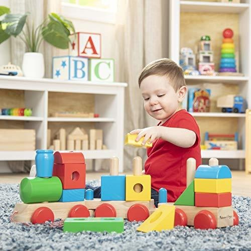 Melissa Y Doug Tren Apilable Jumbo De Madera Clásico, Multi