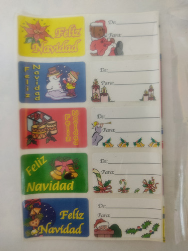 5 Paquetes Etiquetas De Navidad Adhesiva 