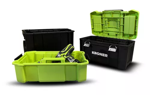 Carro Porta Herramientas Caja 3 Cuerpos Profesional Kroner Color Verde lima