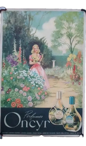 Afiche Antiguo Publicidad Perfumes Oncyr