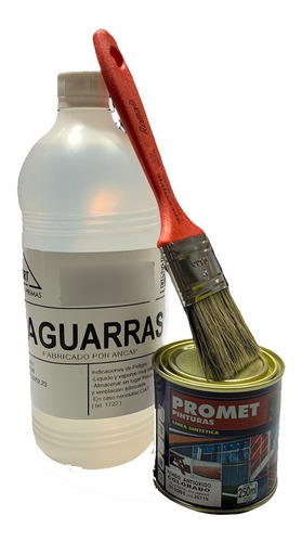 Antioxido Promet Gris 250ml + Pincel + 1 Lt Aguarras