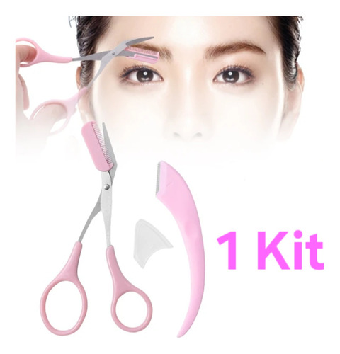 Kit Tijera Cepillo Para Cejas Perfilador De Cejas